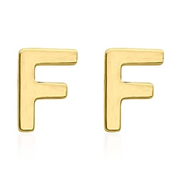 Hatton Garden Closeout Deal - 9K Yellow Gold Initial O Stud Earring with Push Back