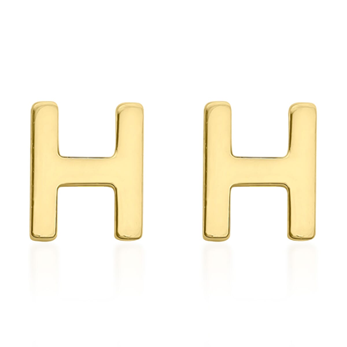 Hatton Garden Closeout Deal - 9K Yellow Gold Initial H Stud Earring with Push Back