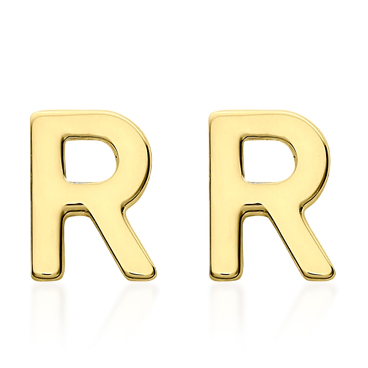 Hatton Garden Closeout Deal - 9K Yellow Gold Initial R Stud Earring with Push Back