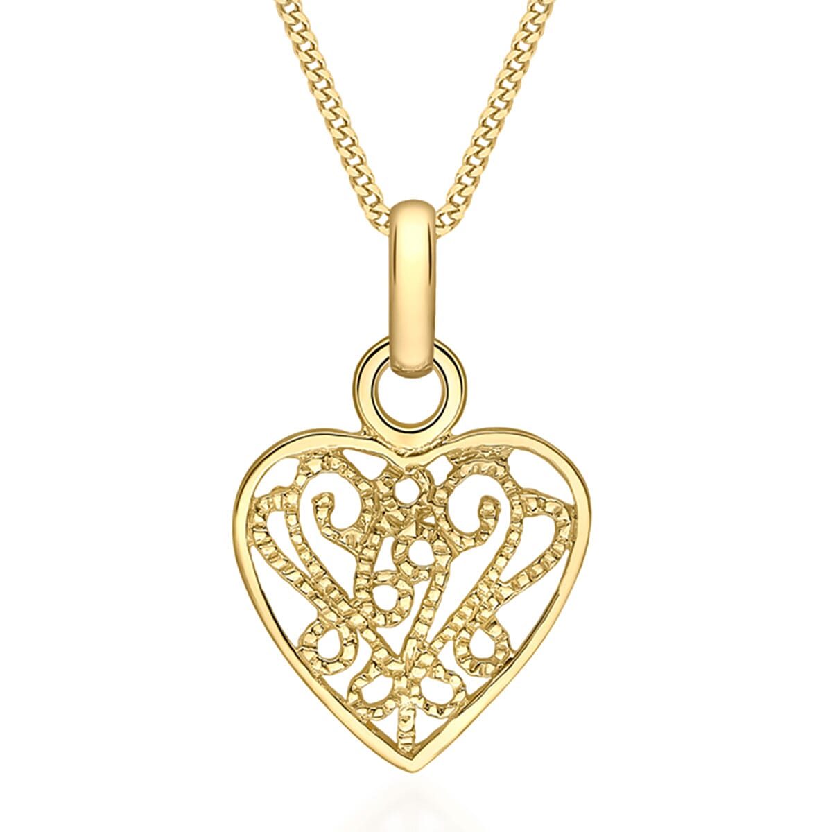 Hatton Garden Closeout Deal - 9K Yellow Gold Filigree Heart Pendant