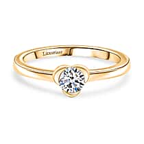 LUXURIANT Lab Grown Diamond (SI-GH) Solitaire Ring in 18K Vermeil Yellow Gold Plated Sterling Silver