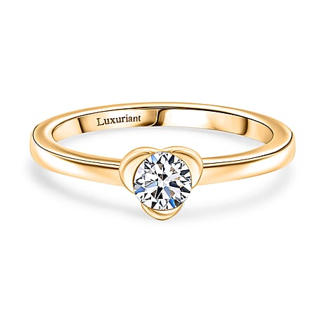 Luxuriant Diamond Lab Grown Diamond (SI-GH) Solitaire Ring in 18K Vermeil Yellow Gold Plated Sterling Silver