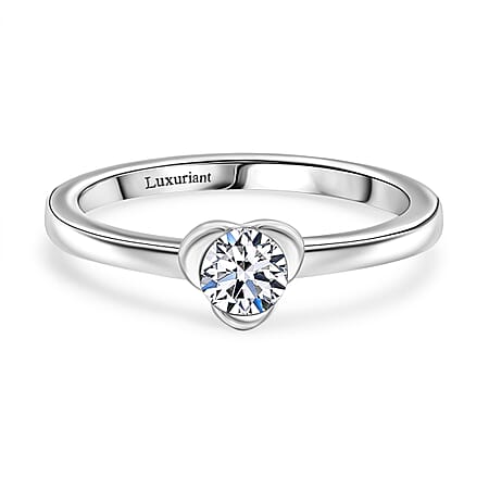 LUXURIANT Lab Grown Diamond (SI-GH) Solitaire Ring in Rhodium Overlay Sterling Silver