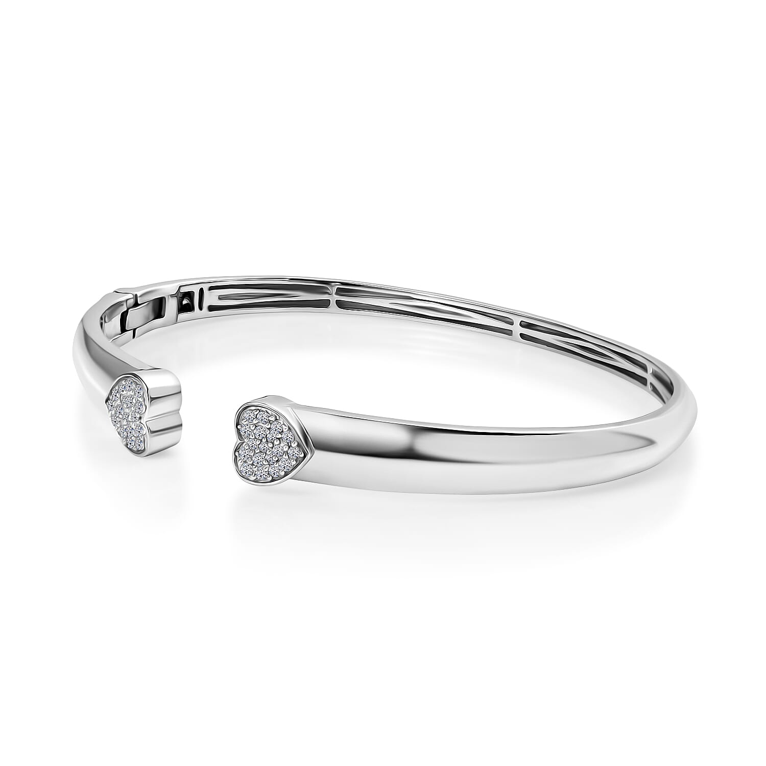 Luxuriant Lab Grown Diamond (SI-GH) Bangle (Size - 7.5) in Rhodium Overlay Sterling Silver 0.50 Ct, Silver Wt. 16.75 Gms.
