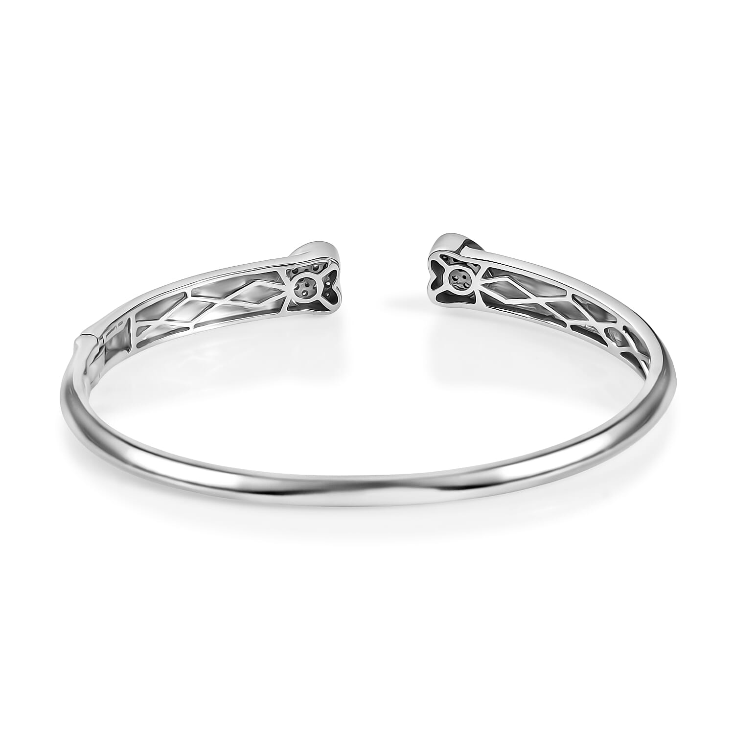 Luxuriant Lab Grown Diamond (SI-GH) Bangle (Size - 7.5) in Rhodium Overlay Sterling Silver 0.50 Ct, Silver Wt. 16.75 Gms.