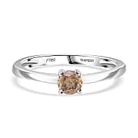 SGL Certified Natural Champagne Diamond Solitaire Ring in 950 Platinum 0.50 Ct.