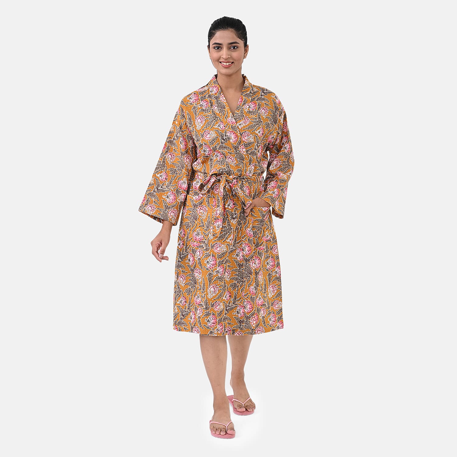 Cotton-Printed-Robe-Size-One-Size-Mustard-Pink