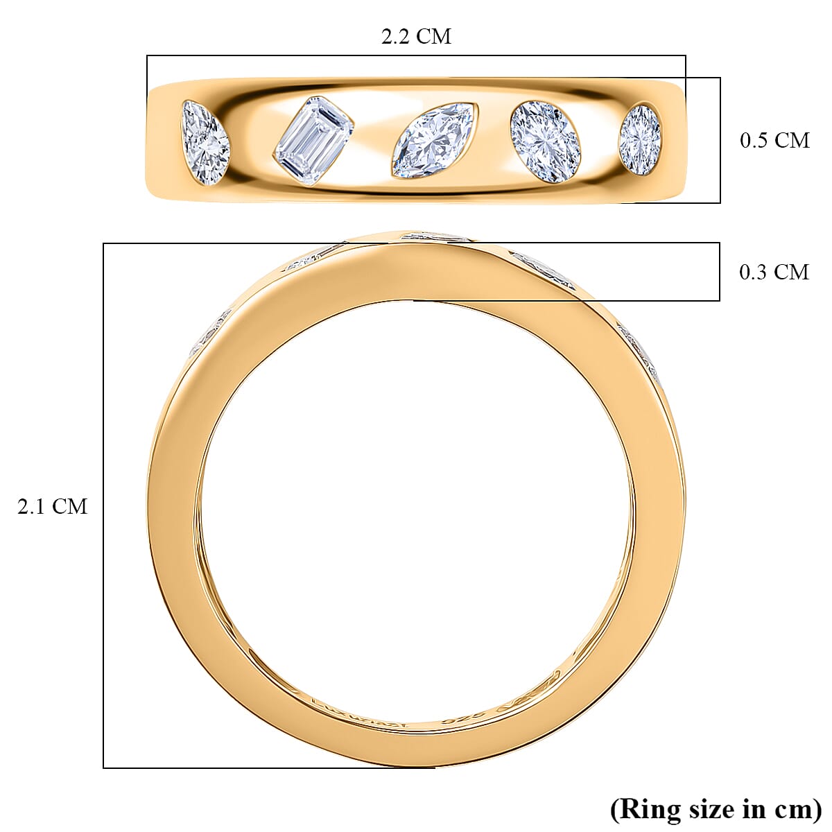 Luxuriant Diamond Lab Grown Diamond (VS-EF) Band Ring in 18K Vermeil Yellow Gold Plated Sterling Silver