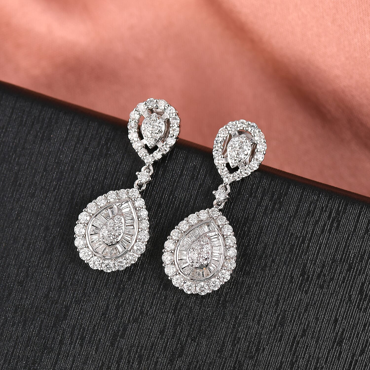 Luxuriant - Lab Grown Diamond (SI-GH) Dangling Earring with Push Back in Rhodium Overlay Sterling Silver 2.00 Ct.