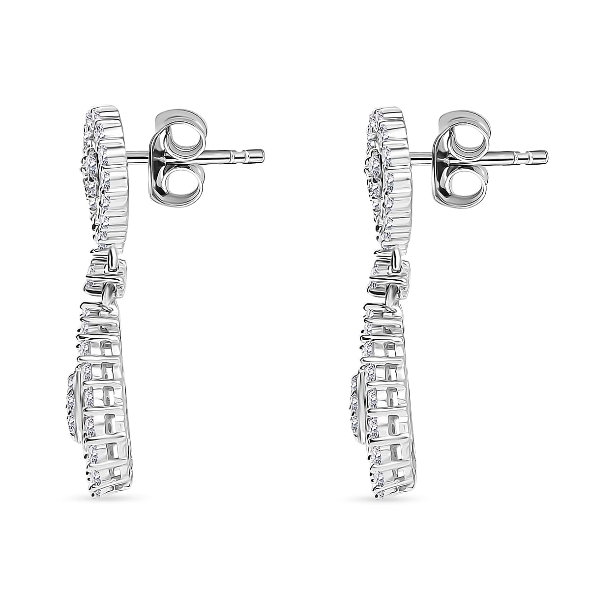 Luxuriant - Lab Grown Diamond (SI-GH) Dangling Earring with Push Back in Rhodium Overlay Sterling Silver 2.00 Ct.