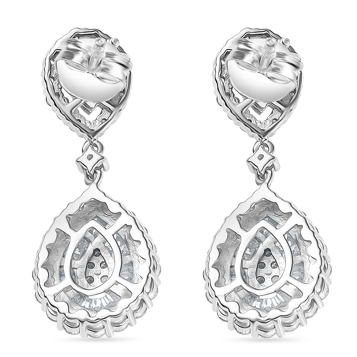 Luxuriant - Lab Grown Diamond (SI-GH) Dangling Earring with Push Back in Rhodium Overlay Sterling Silver 2.00 Ct.