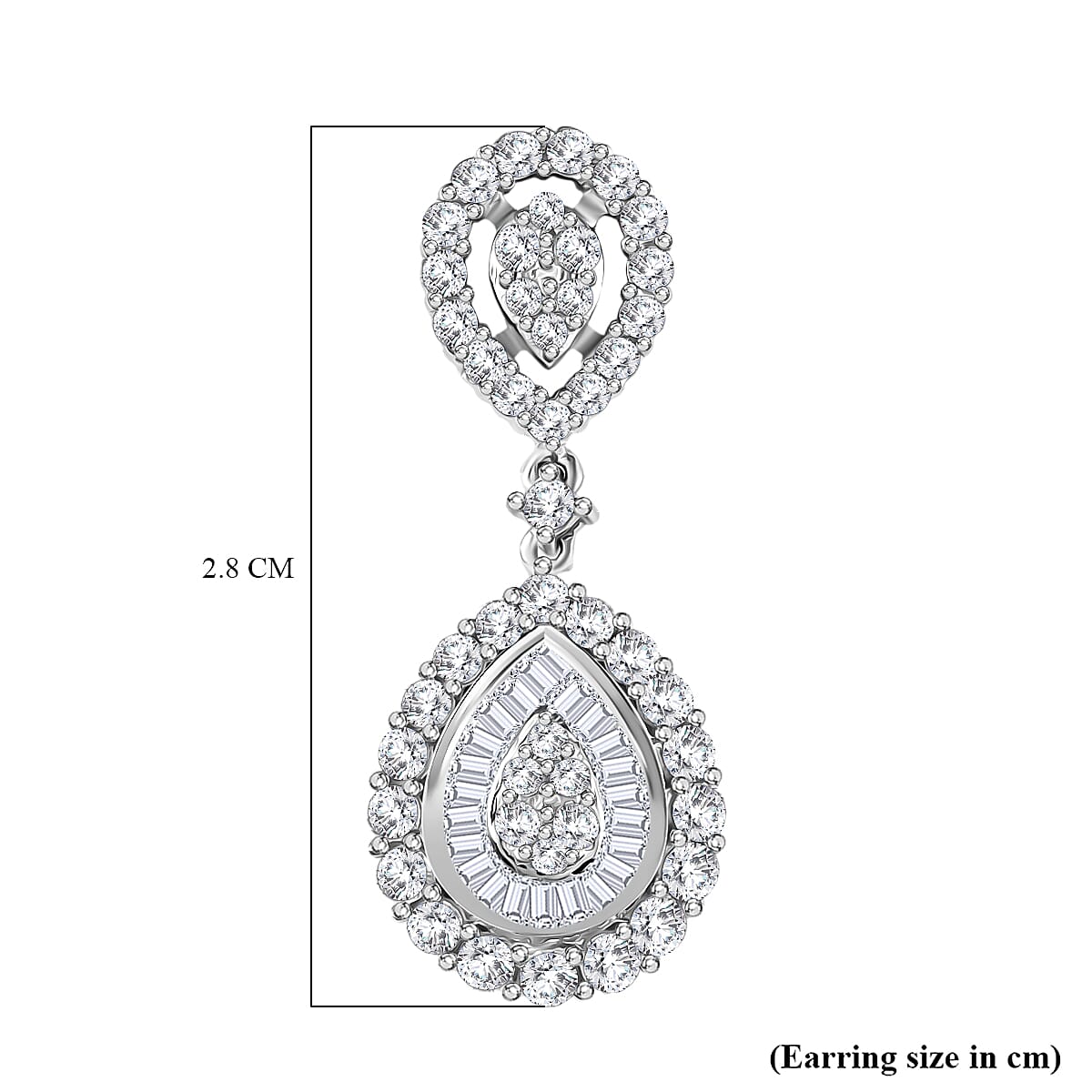 Luxuriant - Lab Grown Diamond (SI-GH) Dangling Earring with Push Back in Rhodium Overlay Sterling Silver 2.00 Ct.