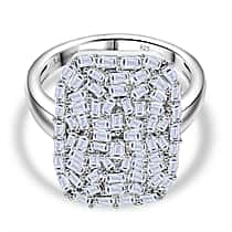 LUXURIANT 1 Ct. Lab Grown Diamond Firecracker Ring in Rhodium Overlay Sterling Silver (SI-G-H)