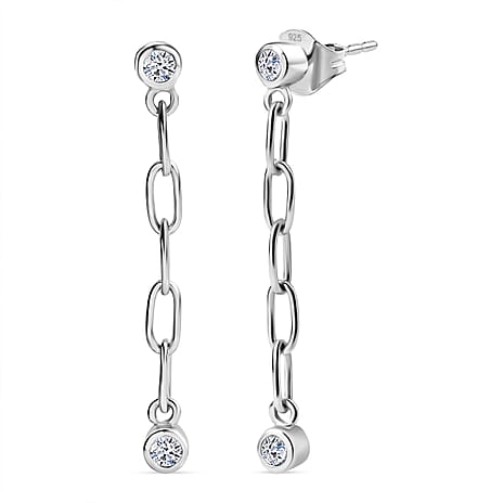 Luxuriant Diamond Lab Grown Diamond (SI-GH) Dangling Earring with Push Back in Rhodium Overlay Sterling Silver