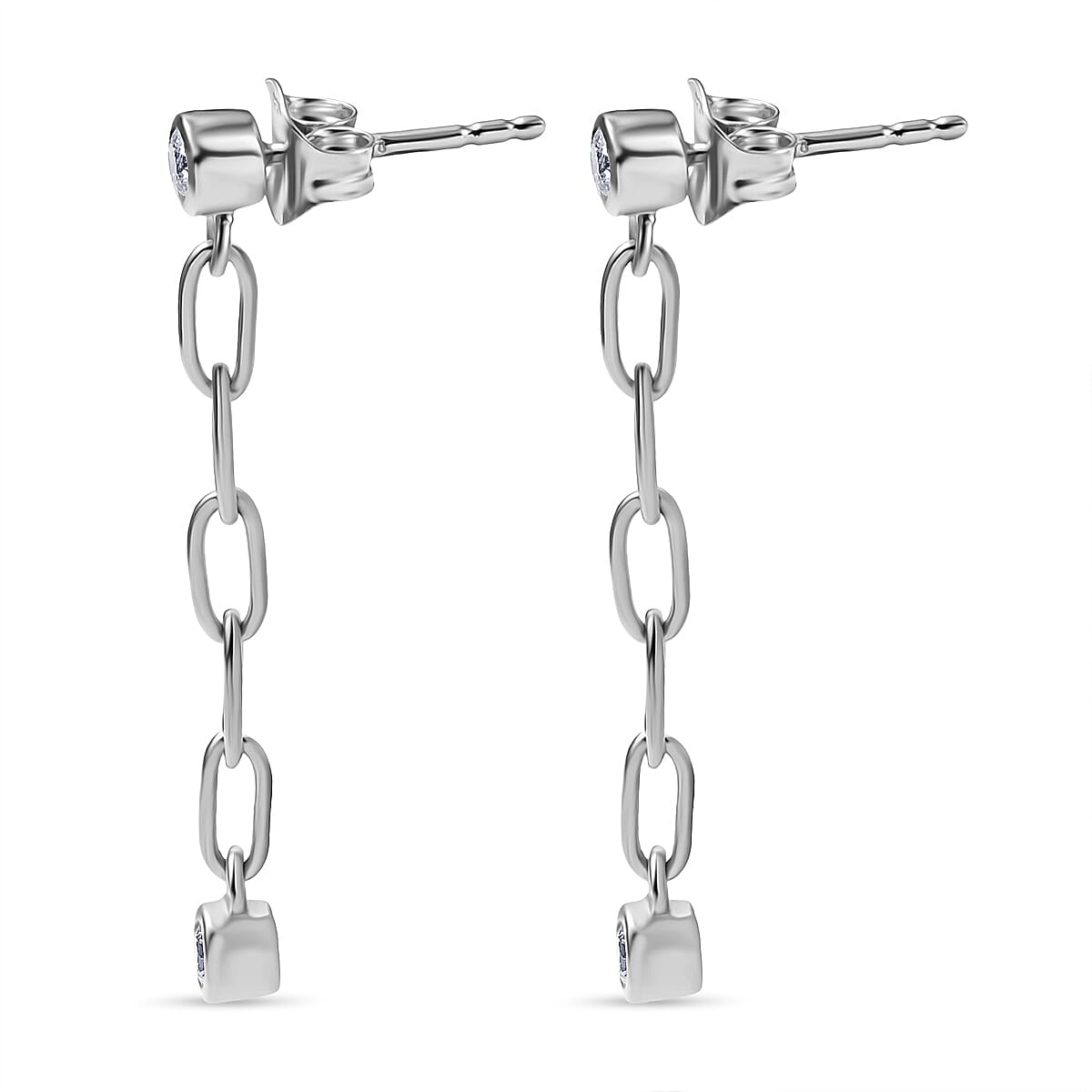 Luxuriant Diamond Lab Grown Diamond (SI-GH) Dangling Earring with Push Back in Rhodium Overlay Sterling Silver
