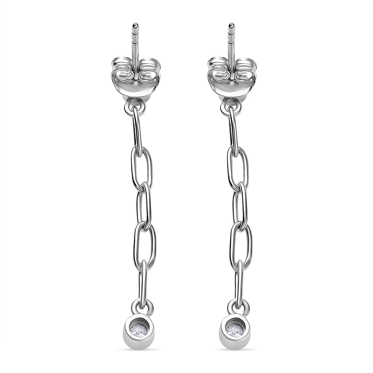 Luxuriant Diamond Lab Grown Diamond (SI-GH) Dangling Earring with Push Back in Rhodium Overlay Sterling Silver