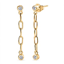 LUXURIANT Lab Grown Diamond Dangling Earring with Push Back in Rhodium Overlay Sterling Silver (SI-GH)