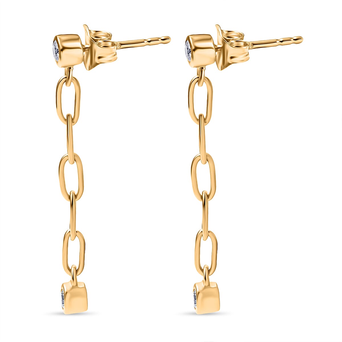 Luxuriant Diamond Lab Grown Diamond (SI-GH) Dangling Earring with Push Back in 18K Vermeil Yellow Gold Plated Sterling Silver