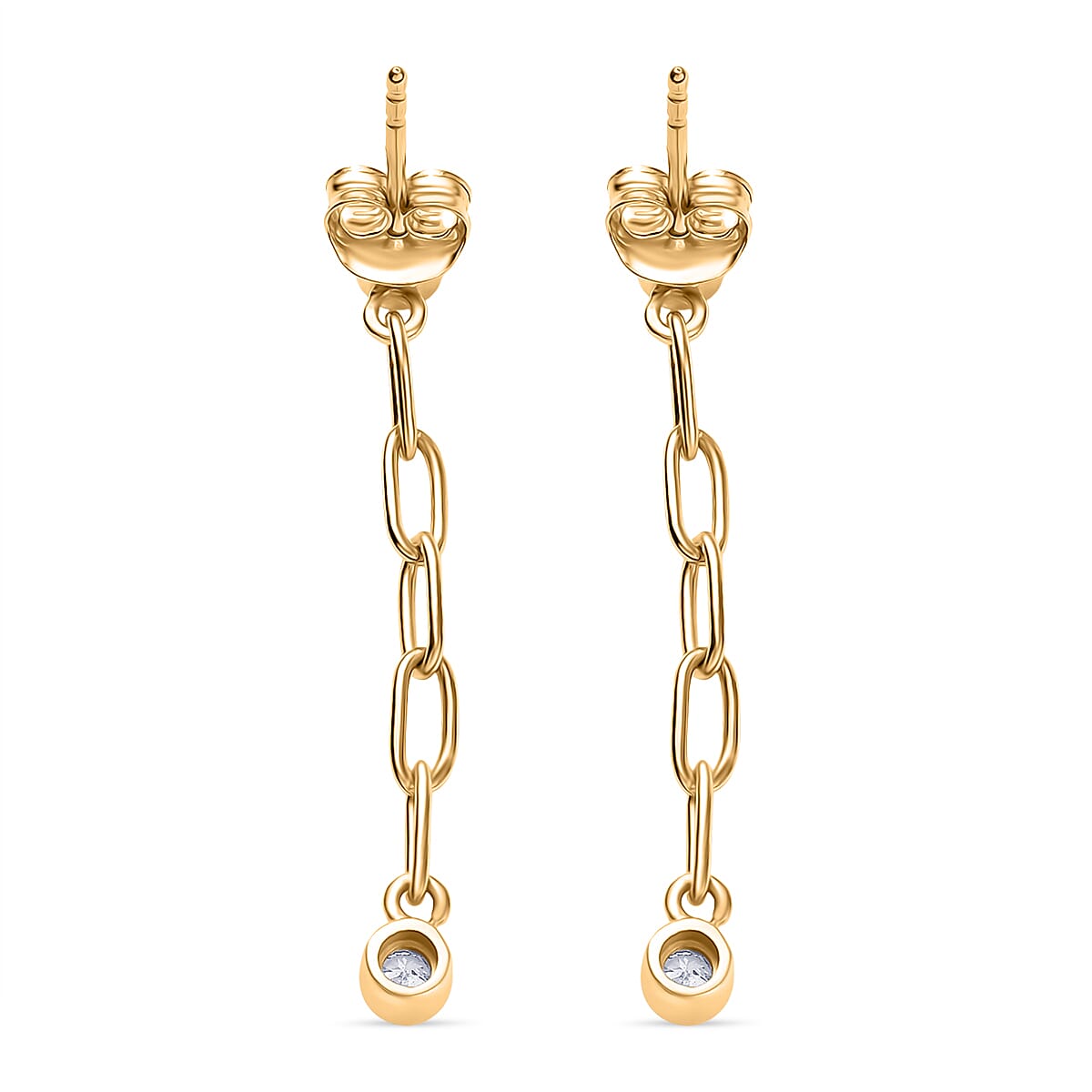 Luxuriant Diamond Lab Grown Diamond (SI-GH) Dangling Earring with Push Back in 18K Vermeil Yellow Gold Plated Sterling Silver