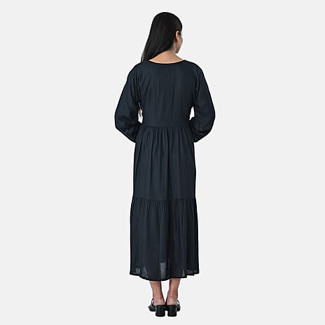 Rayon Printed Dress (Size - XXL) - Black & Black