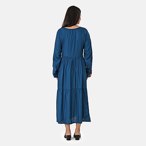 Rayon Printed Dress (Size - XXL) - Mustard & Black