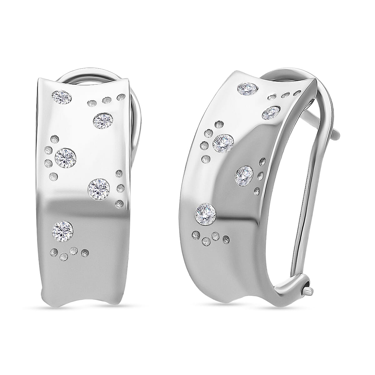 Luxuriant Lab Grown Diamond (SI-GH) Omega Clip Earrings in Sterling Silver
