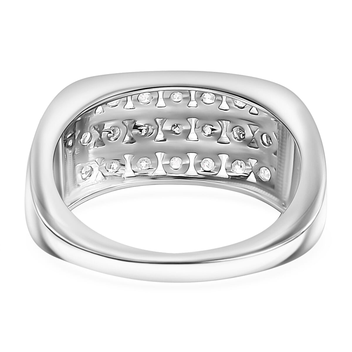 LUXURIANT Lab Grown Diamond Three Row Ring in Sterling Silver (SI-G-H)