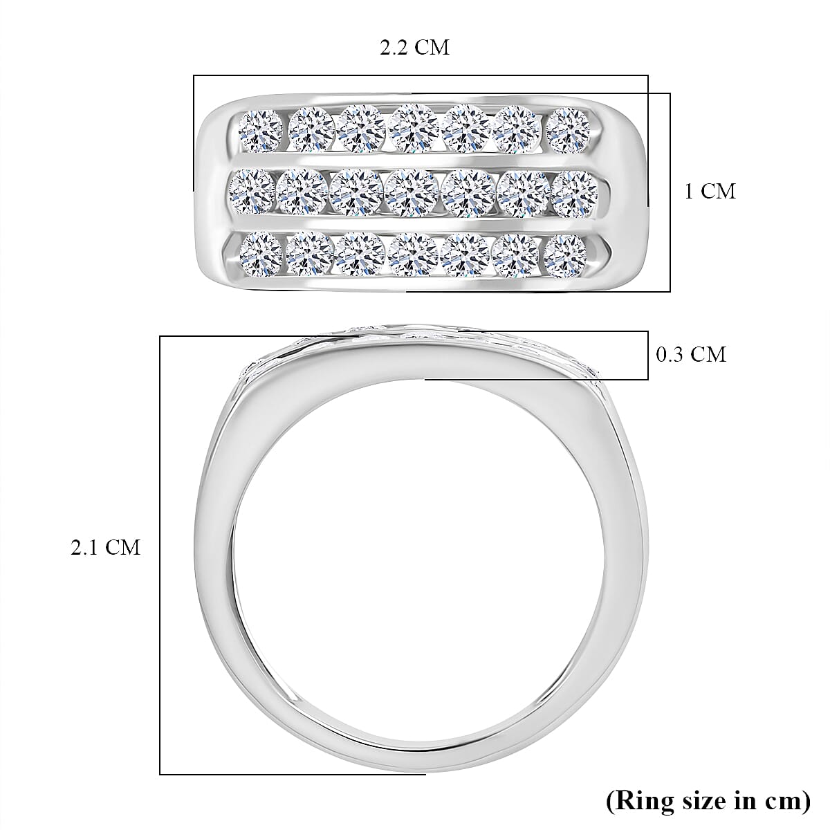 LUXURIANT Lab Grown Diamond Three Row Ring in Sterling Silver (SI-G-H)