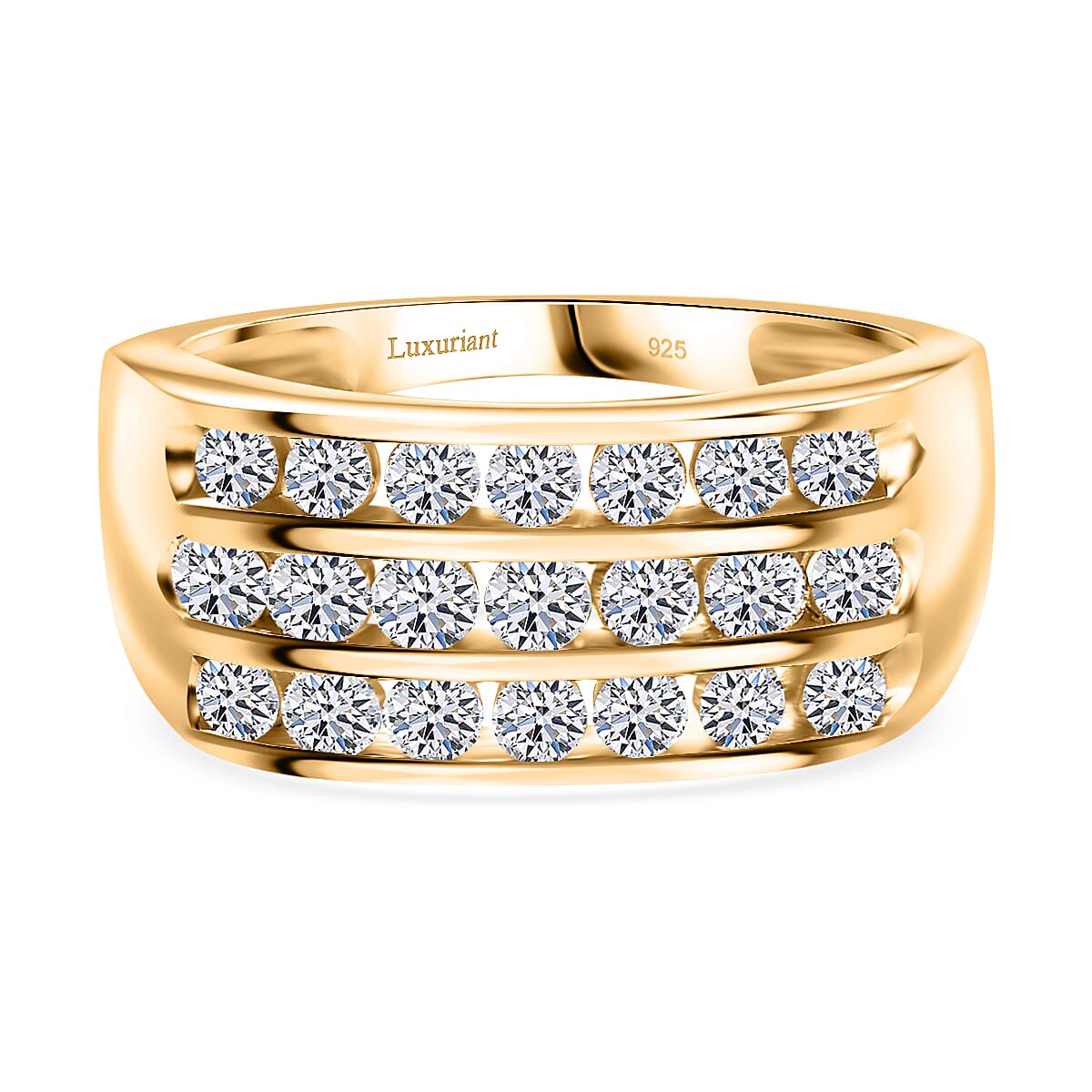 LUXURIANT Lab Grown Diamond Three Row Ring in Sterling Silver (SI-G-H)