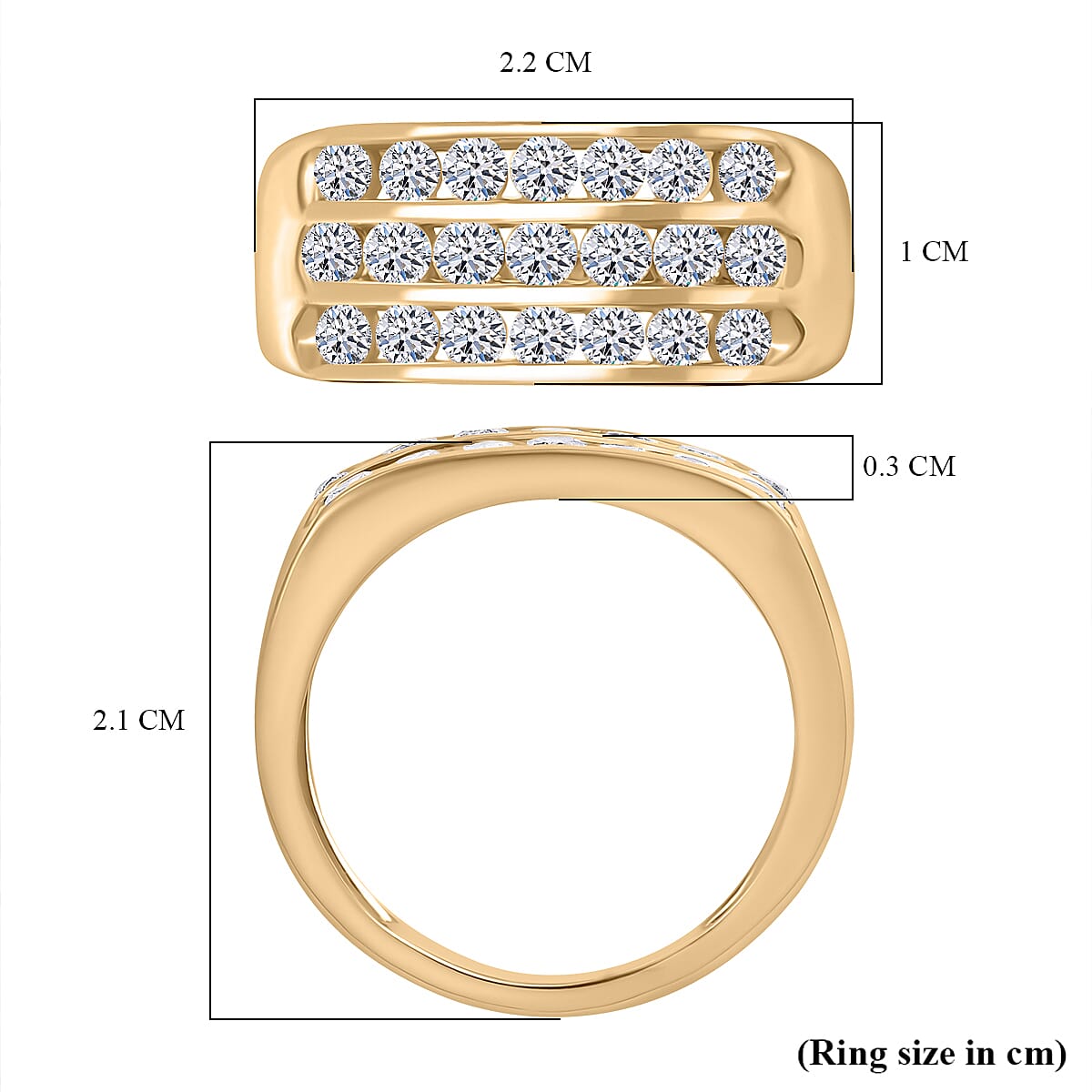 LUXURIANT Lab Grown Diamond Three Row Ring in Sterling Silver (SI-G-H)