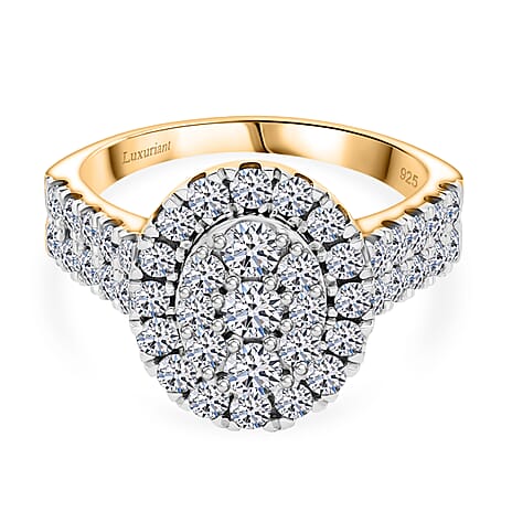 Luxuriant Diamond Lab Grown Diamond Fancy Ring in Vermeil YGSterling Silver  1.498  Ct.