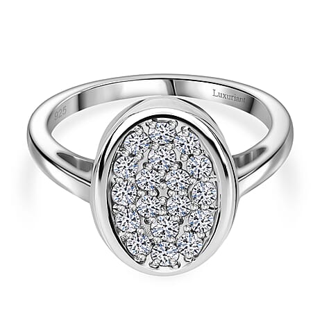 Luxuriant Diamond Lab Grown Diamond Fancy Ring in Platinum OverlaySterling Silver  0.490  Ct.