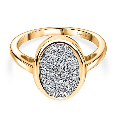 LUXURIANT 0.50 Ct. Lab Grown Diamond Cluster Ring in Vermeil Yellow Gold Over Sterling Silver