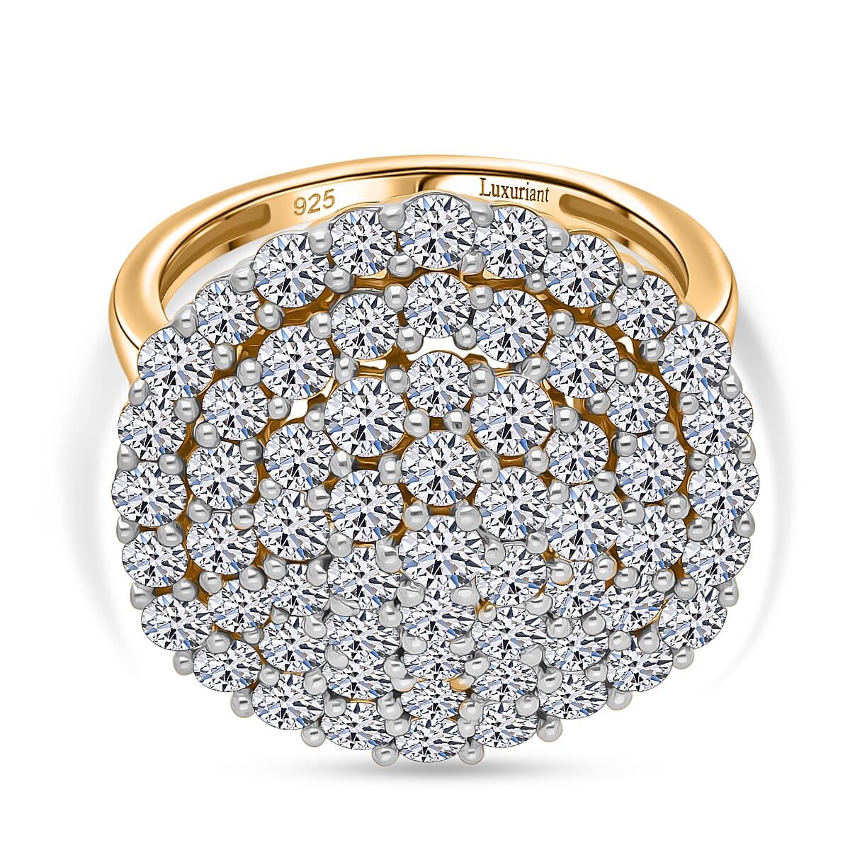 Red Carpet Collection - Luxuriant - Lab Grown SGL Certified (VS-EF) Diamond Ring in Vermeil Yellow Gold Plated Sterling Silver 3.00 Ct.