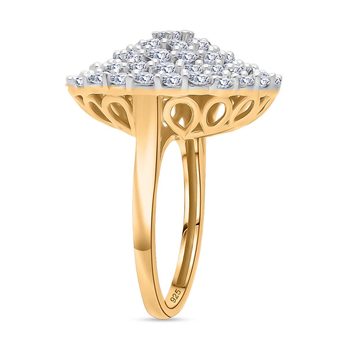 Red Carpet Collection - Luxuriant - Lab Grown SGL Certified (VS-EF) Diamond Ring in Vermeil Yellow Gold Plated Sterling Silver 3.00 Ct.