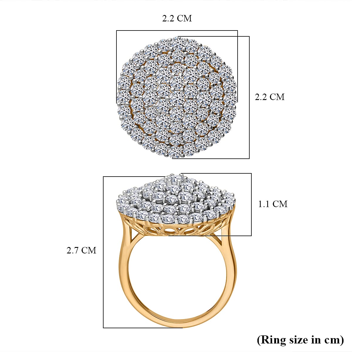 Red Carpet Collection - Luxuriant - Lab Grown SGL Certified (VS-EF) Diamond Ring in Vermeil Yellow Gold Plated Sterling Silver 3.00 Ct.