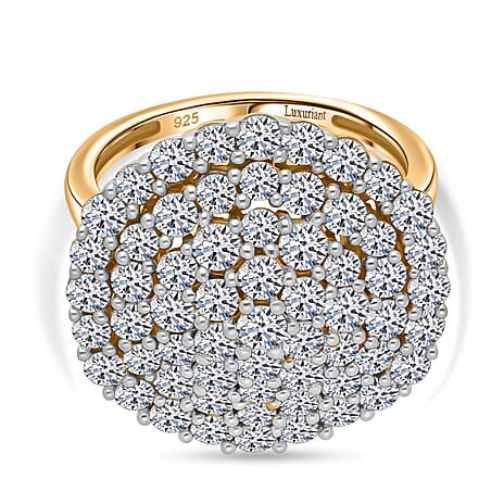 Red Carpet Collection - Luxuriant - Lab Grown SGL Certified (VS-EF) Diamond Ring in Vermeil Yellow Gold Plated Sterling Silver 3.00 Ct.