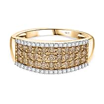 SGL Certified - 9K Yellow Gold Vivid Natural Yellow Diamond (SI-I1) & White Diamond Ring 1.00 Ct.