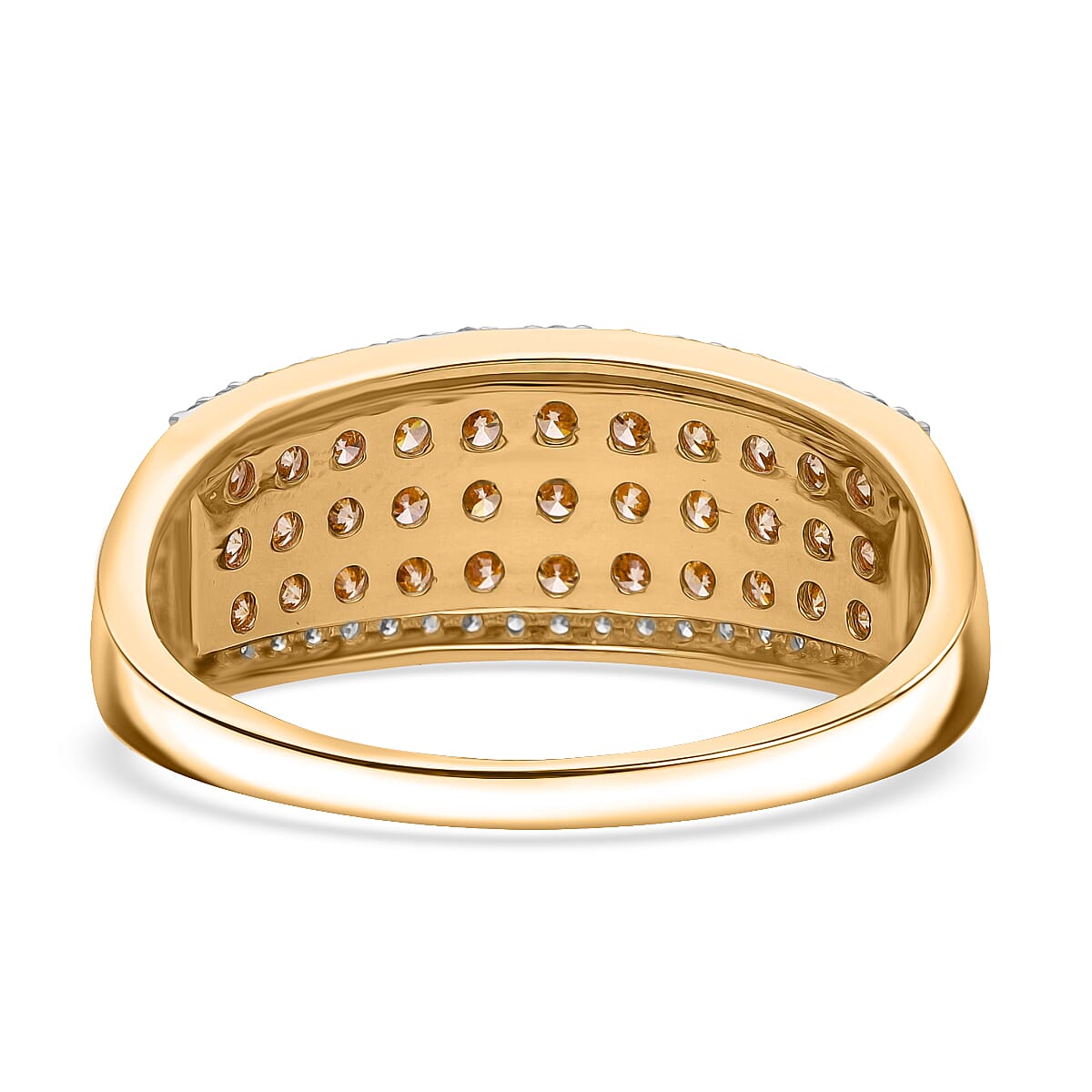 SGL Certified - 9K Yellow Gold Vivid Natural Yellow Diamond (SI-I1) & White Diamond Ring 1.00 Ct.