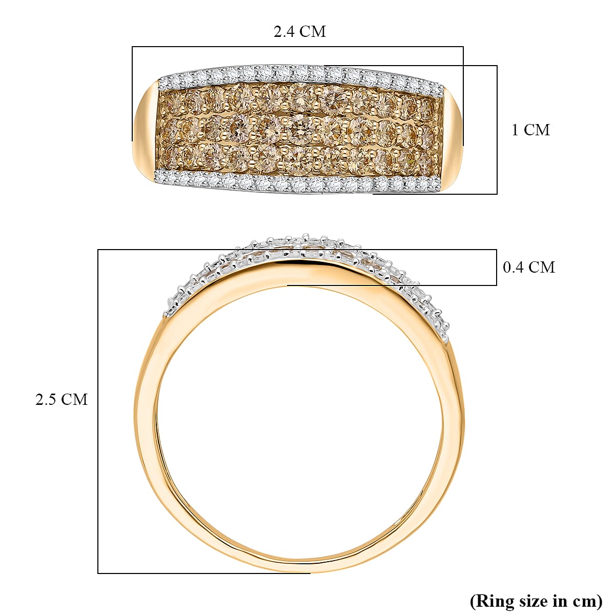 SGL Certified - 9K Yellow Gold Vivid Natural Yellow Diamond (SI-I1) & White Diamond Ring 1.00 Ct.