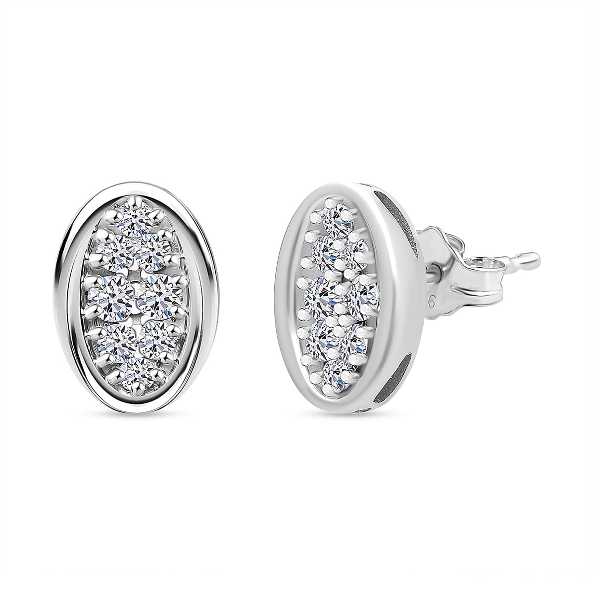 Luxuriant Diamond Lab Grown Diamond (SI-GH) Push Back Earring in Platinum Overlay Sterling Silver 0.50 Ct.