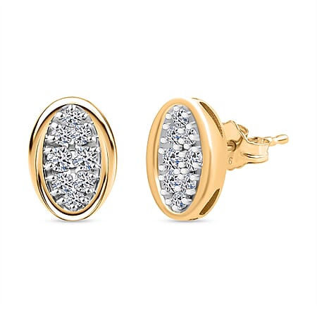 LUXURIANT 0.50 Ct. Lab Grown Diamond Cluster Push Back Earring in Vermeil Yellow Gold Plated Sterling Silver (SI-GH)