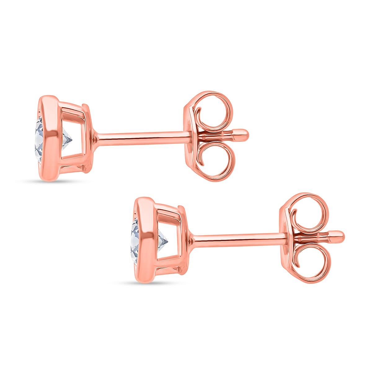 Luxuriant Diamond SGL Certified Lab Grown Diamond (SI-GH) Earring with Push Back in Vermeil Rose Gold Plated Sterling Silver 0.50 Ct.