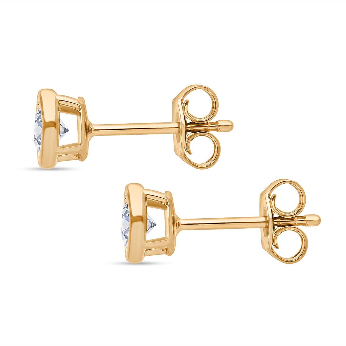 Luxuriant Diamond SGL Certified Lab Grown Diamond (SI-GH) Earring with Push Back in Vermeil Yellow Gold Plated Sterling Silver 0.50 Ct.