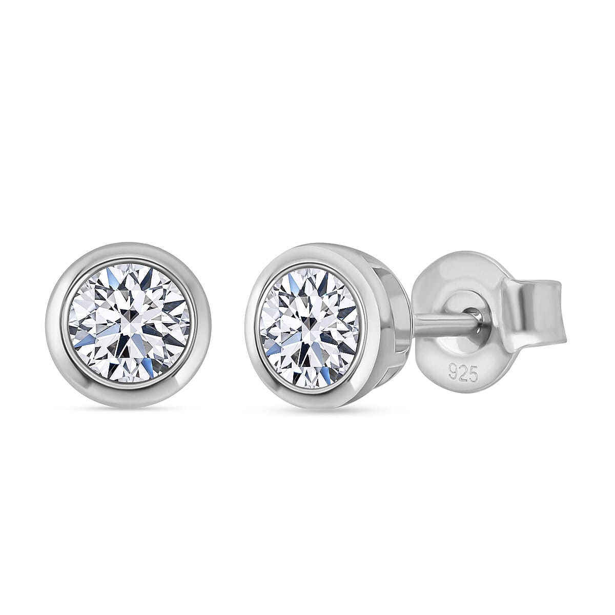 Luxuriant Diamond SGL Certified Lab Grown Diamond (SI-GH) Earring with Push Back in Rhodium Overlay Sterling Silver 0.50 Ct.