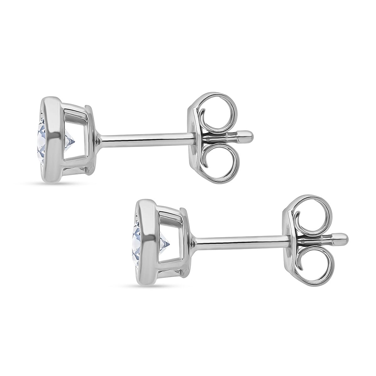 Luxuriant Diamond SGL Certified Lab Grown Diamond (SI-GH) Earring with Push Back in Rhodium Overlay Sterling Silver 0.50 Ct.