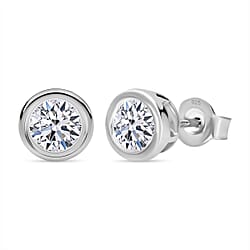 LUXURIANT 1 Ct. Bezel-Set Lab Grown Diamond Earring with Push Back in Vermeil Yellow Gold Plated Sterling Silver