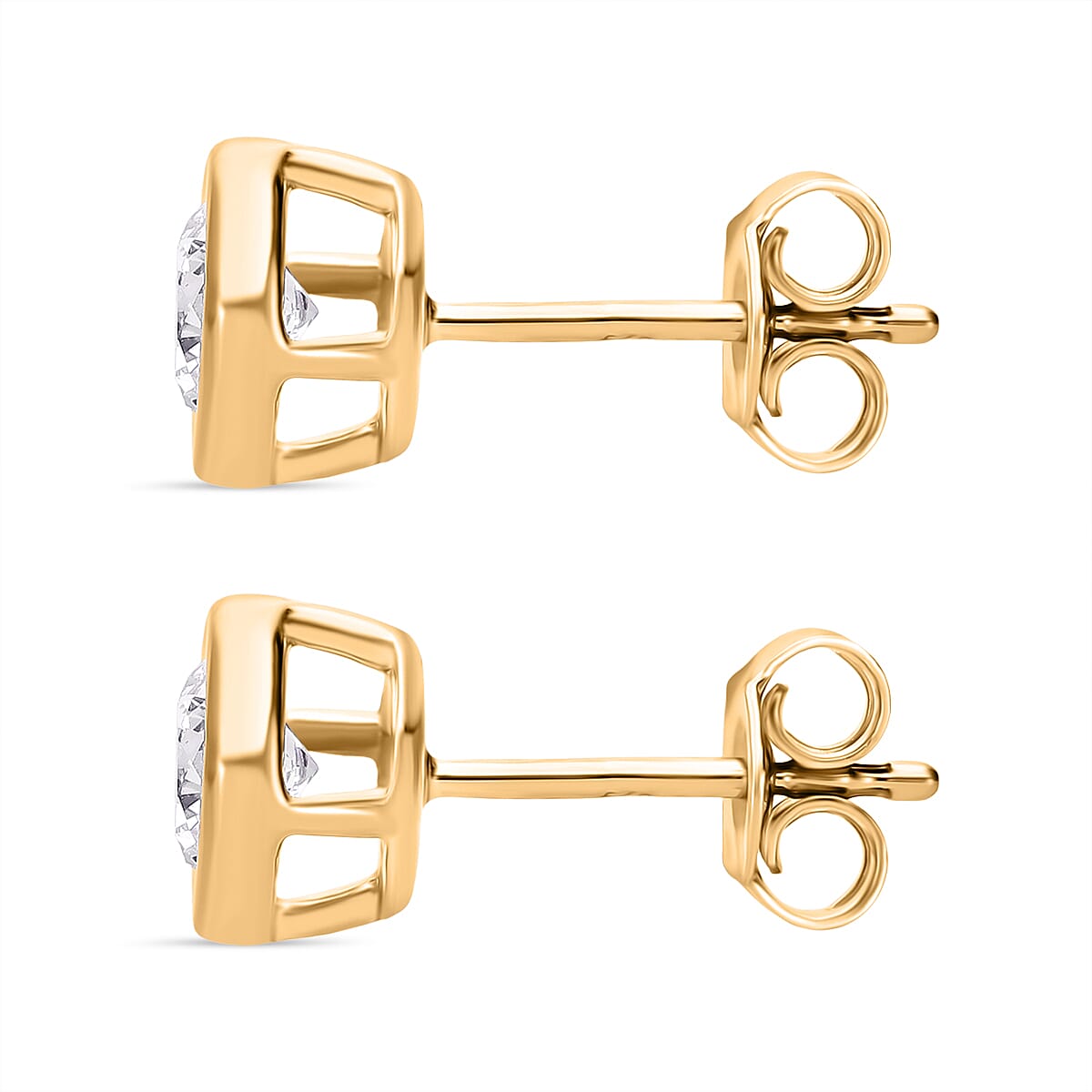 Luxuriant Diamond SGL Certified Lab Grown Diamond (SI-GH) Stud Push Back Earring in Vermeil Yellow Gold Plated Sterling Silver 1.00 Ct.