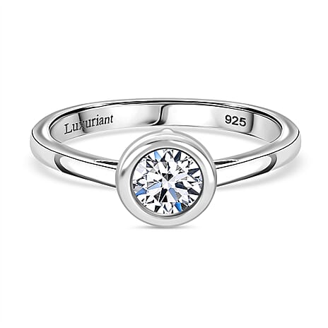 Luxuriant Diamond SGL Certified Lab Grown Diamond (SI-GH) Solitaire Ring in Rhodium Overlay Sterling Silver