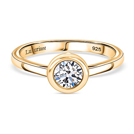 Luxuriant Diamond SGL Certified Lab Grown Diamond (SI-GH) Solitaire Ring in Vermeil Yellow Gold Plated Sterling Silver